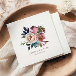 Chic Elegant Romantic Mörk Ro Bröllop Pappersservett