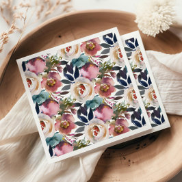 Chic Elegant Romantic Mörk Ro Bröllop Pappersservett