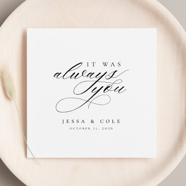Chic Elegant Romantic Script Personlig Bröllop Pappersservett (Skapare uppladdad)
