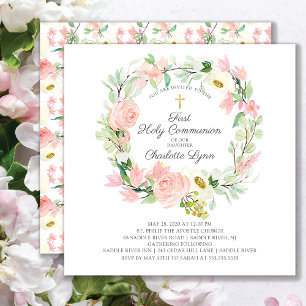 Chic & Elegant Rosa Blommigt Första kommissionen Inbjudningar