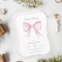 Chic Elegant Rosa Coquette Bow Baby Shower Girl