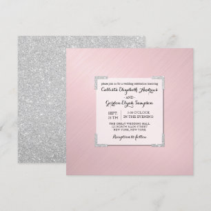 Chic Elegant Rosa Silver Glitter Metallic Bröllop Inbjudningar