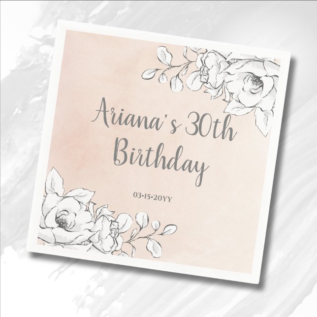 Chic Elegant Rosa Vita Blommor Pappersservett (Skapare uppladdad)