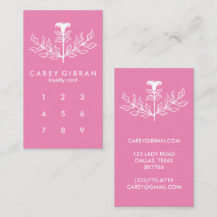 Chic Elegant Rosa White Lily Line Teckning ANPASSN Lojalitetskort