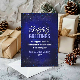 Chic elegant royal blue faux glitter jul julkort