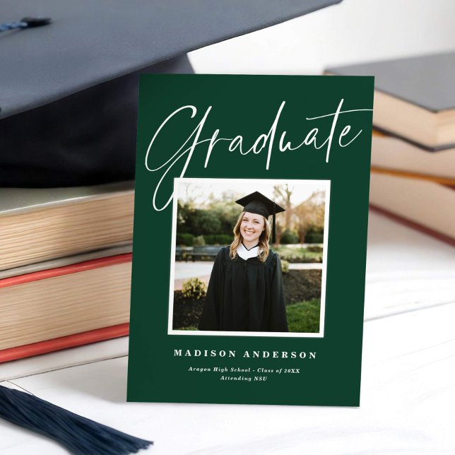 Chic Elegant Script Photo Studenten annons Inbjudningar (Skapare uppladdad)