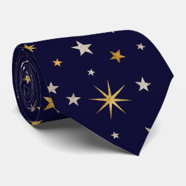 Chic Elegant Silver Stars marinblå monogram vid ma Slips