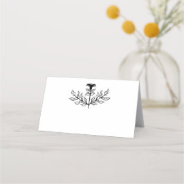 Chic Elegant Simple Black & White Lily Line Art Placeringskort