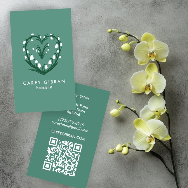 Chic Elegant Snödroppe Lily Line Teckning ANPASSNI Visitkort (Chic Elegant Snowdrop Lily Line Drawing CUSTOM QR Business Card
)