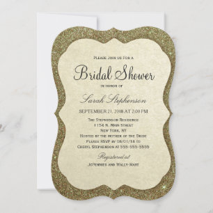 Chic Elegant Sparkly Faux Guld Glitter Inbjudningar