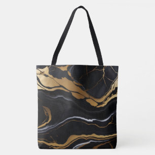 Chic Elegant svart golden gult Faux Marble Tygkasse