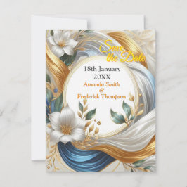 Chic Elegant Swirls in Guld, Silver, Blue, Gult Meddelande