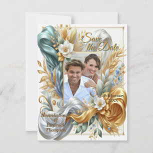 Chic Elegant Swirls in Guld, Silver, Blue, Gult Meddelande