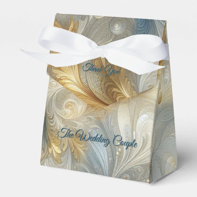 Chic Elegant Swirls in Guld, Silver, Blue, Gult Presentaskar (Framsidan Sidan)