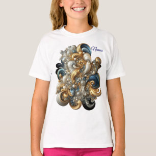 Chic Elegant Swirls in Guld, Silver, Blue, Gult T Shirt
