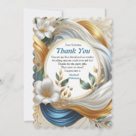 Chic Elegant Swirls in Guld, Silver, Blue, Gult Tack Kort