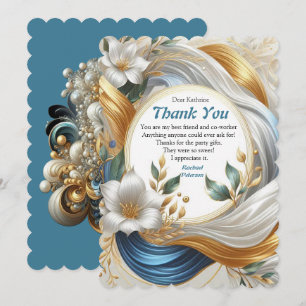 Chic Elegant Swirls in Guld, Silver, Blue, Gult Tack Kort