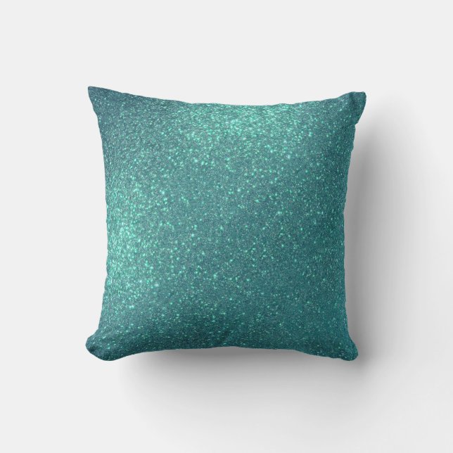 Chic Elegant Teal Blue Sparkly Glitter Kudde (Framsida)