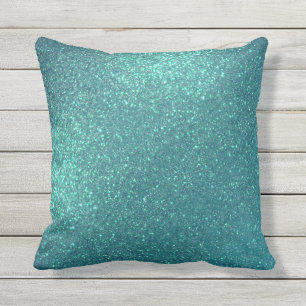Chic Elegant Teal Blue Sparkly Glitter Kudde
