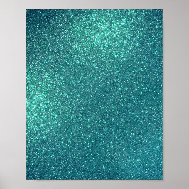 Chic Elegant Teal Blue Sparkly Glitter Poster (Framsidan)