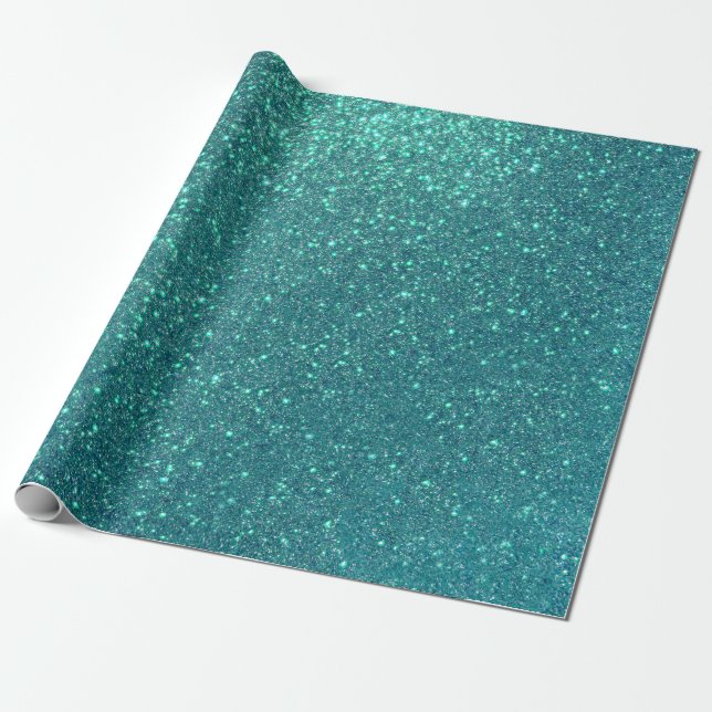 Chic Elegant Teal Blue Sparkly Glitter Presentpapper (Utrullad)