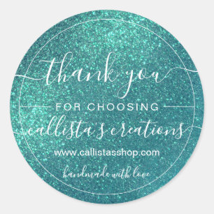 Chic Elegant Teal Blue Sparkly Glitter Tack Runt Klistermärke