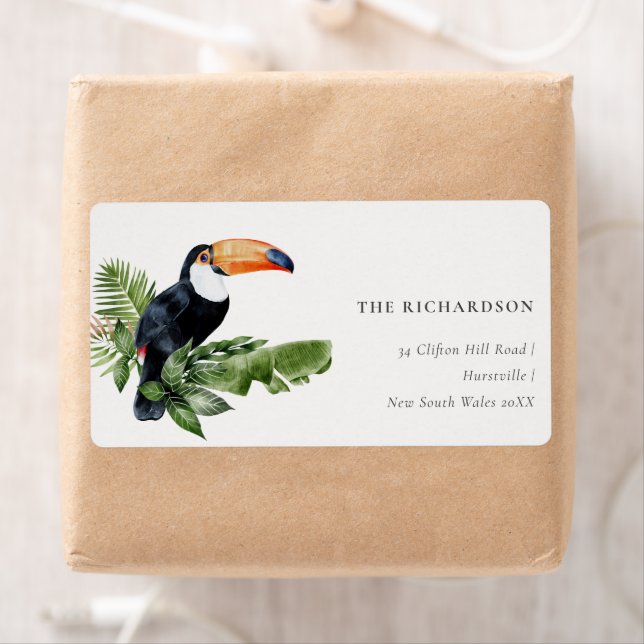 Chic Elegant Tropical Rainforest Toucan Adress Fraktsedel (Insitu)