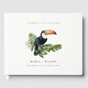 Chic Elegant Tropical Rainforest Toucan Bröllop Gästböcker