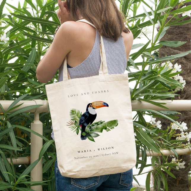 Chic Elegant Tropical Rainforest Toucan Bröllop Tygkasse (Skapare uppladdad)