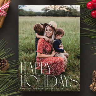 Chic Elegant Typografi Glad helg One Photo Julkort