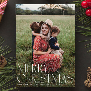Chic Elegant Typografi God jul One Photo Julkort