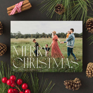 Chic Elegant Typografi God jul One Photo Julkort