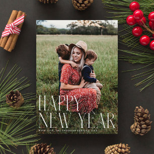 Chic Elegant Typografi Gott nytt år One-foto Julkort