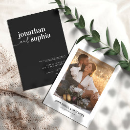 Chic Elegant Typography Black Bröllop Inbjudningar