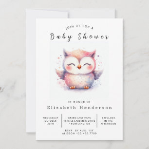 Chic Elegant Uggla Baby Shower Inbjudningar