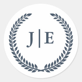 Chic Elegant Utandning Monogram Bröllop Runt Klistermärke