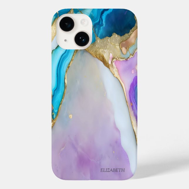 Chic Elegant Violet Blue Marble (Baksida)