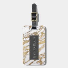 Chic elegant vit och guld- marmormönster bagagebricka
