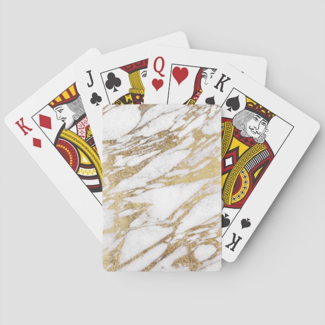 Chic elegant vit och guld- marmormönster spel kort (Baksidan)