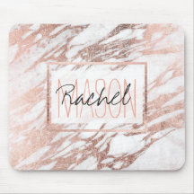 Chic elegant vit och rosa guld- marmorMonogram
