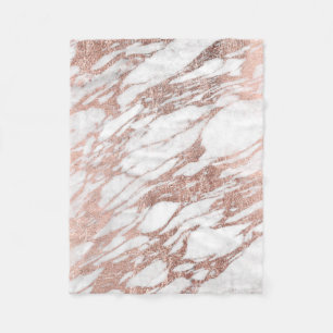 Chic elegant vit och rosa guld- marmormönster fleecefilt