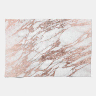 Chic elegant vit och rosa guld- marmormönster kökshandduk