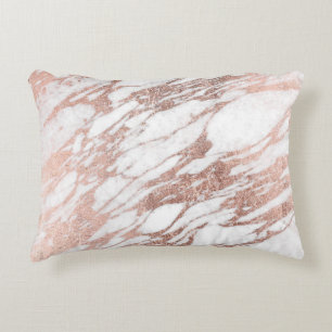 Chic elegant vit och rosa guld- marmormönster prydnadskudde