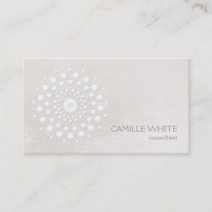 Chic Elegant White Circle Mandala Ivory Visitkort