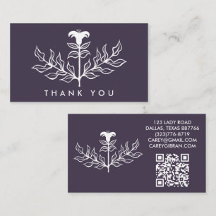 Chic Elegant White Lily QR Code Order Tack Visitkort