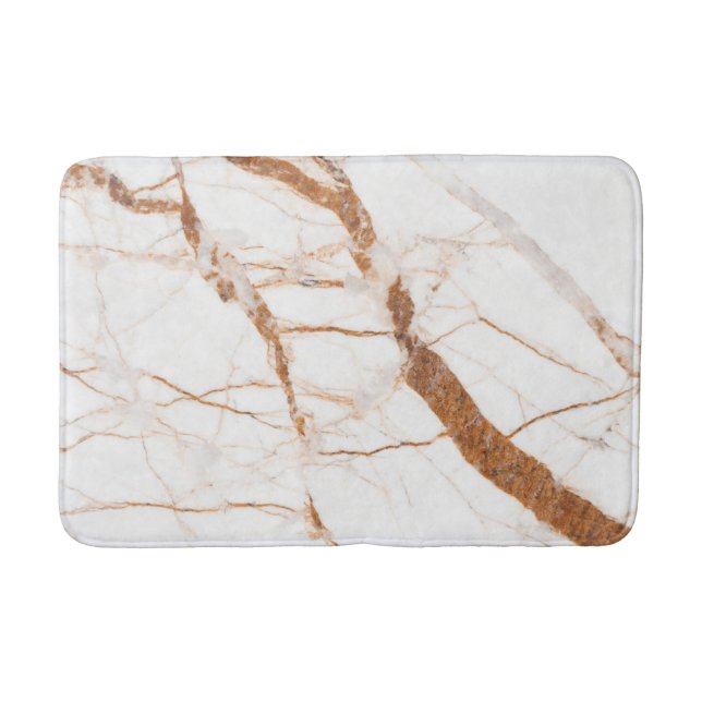 Chic Elegant White och Ro Guld Marble Mönster Badrumsmatta (Framsidan)