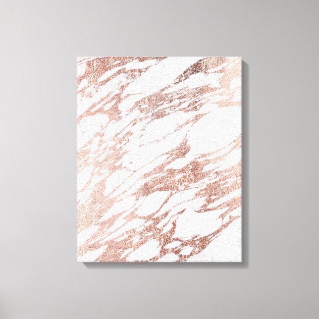 Chic Elegant White och Ro Guld Marble Mönster Canvastryck (Framsida)