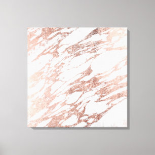 Chic Elegant White och Ro Guld Marble Mönster Canvastryck