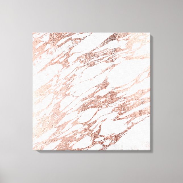 Chic Elegant White och Ro Guld Marble Mönster Canvastryck (Framsida)