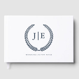 Chic Elegant Wreath Monogram Wedding Gästböcker